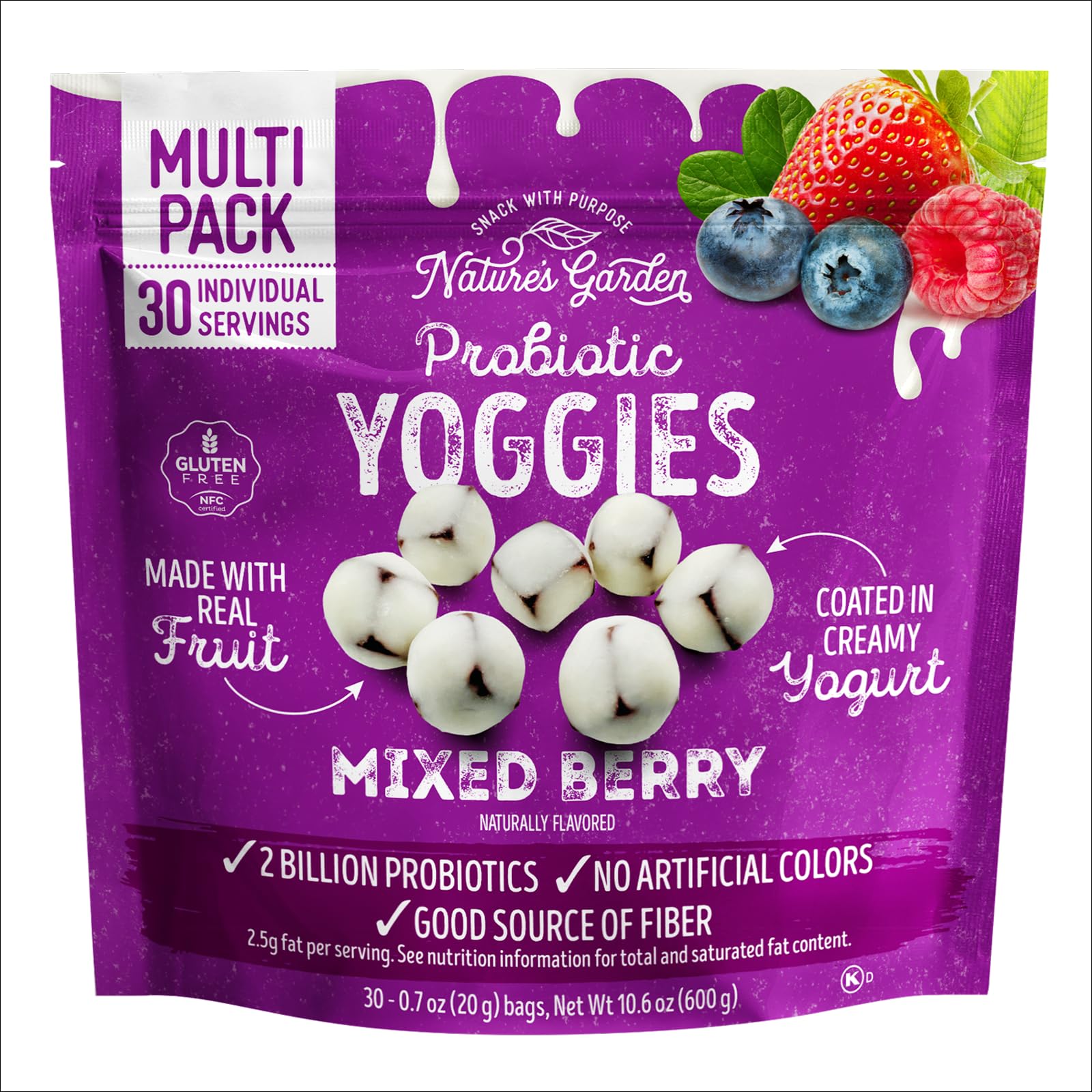 Amazon.com : Nature's Garden Probiotic Mixed Berry Yoggies, 21oz